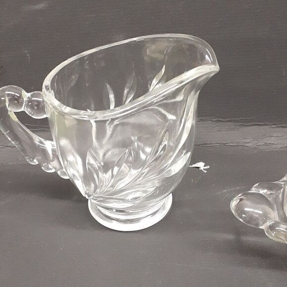 3 pc. bundle of Indiana glass willow oleander & magnolia leaf sugar, creamer set - Picture 2 of 10